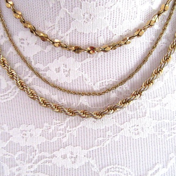 Three vintage gold tone chains 16", 18" & 19" - wear together or separate! - Picture 2 of 6
